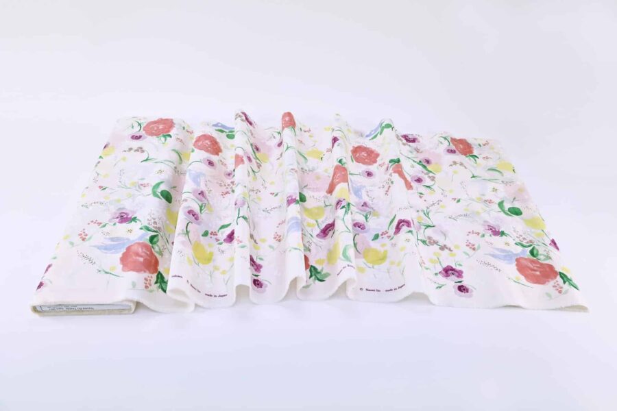 Nani IRO Rakuen soie et coton blanc. Japanese fabric