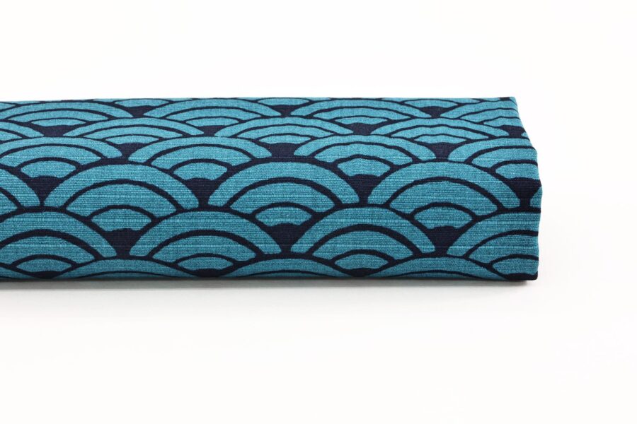 Tissu coton Shantung Seigaiha bleu. Japanese fabric
