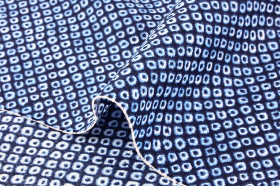 Tissu Japonais imprimé indigo Kanoko shibori. Japanese fabric