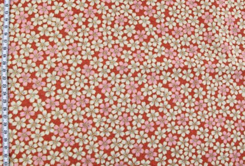 Tissu Japonais petites Sakura fond rouge