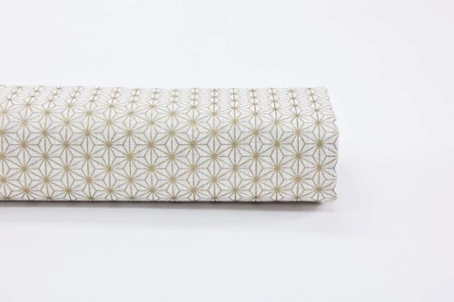Tissu Sevenberry Asanoha doré fond blanc. Japanese fabric