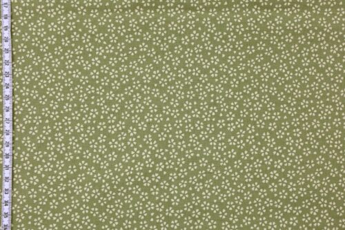 Tissu Sevenberry Sakura écru fond vert. Japanese sakura fabric