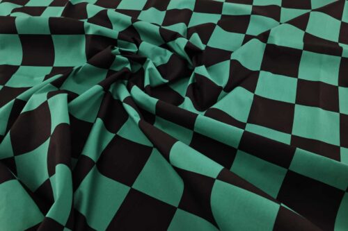 Tissu manga Japonais Ichimatsu vert et noir. Manga fabric