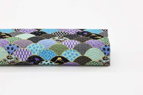 Tissu vagues multi motifs bleu noir violet. Japanese fabric