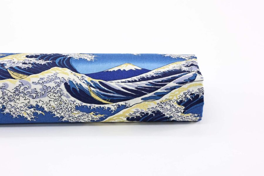 Japanese Hokusai fabric The Great Wave off Kanagawa in blue