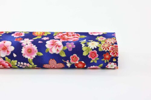 Japanese fabric with blossoms on imperial blue
