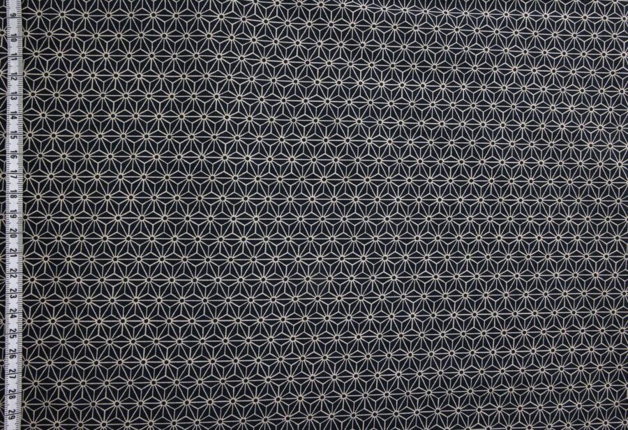 Japanese fabric Asanoha ecru on a blue grey background