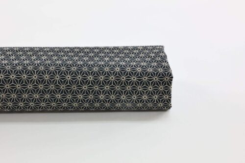 Japanese fabric Asanoha ecru on a blue grey background