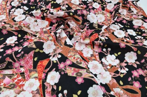 Japanese fabric Sakura Noshi on black background