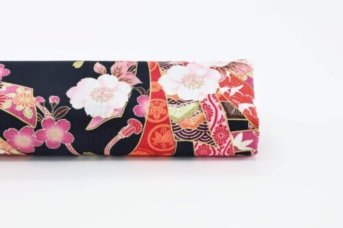 Japanese fabric Sakura Noshi on black background
