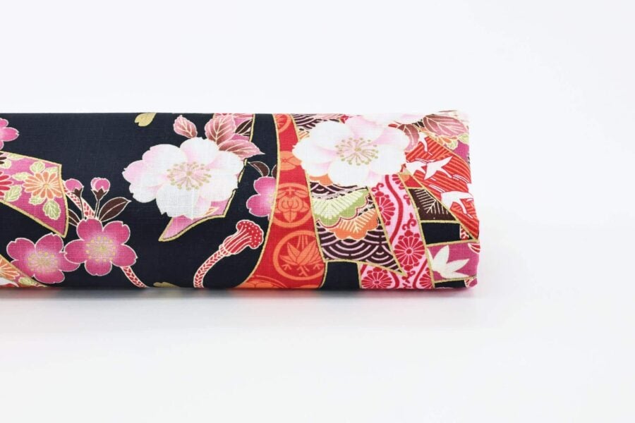 Japanese fabric Sakura Noshi on black background