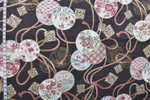 Japanese fabric Temari Kumihimo black background