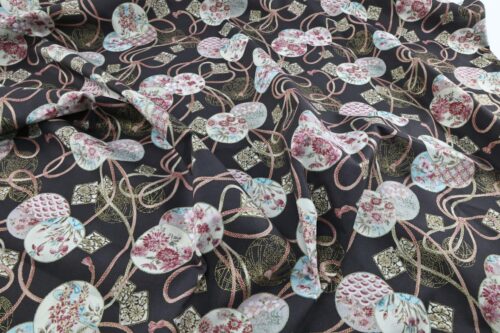 Japanese fabric Temari Kumihimo black background