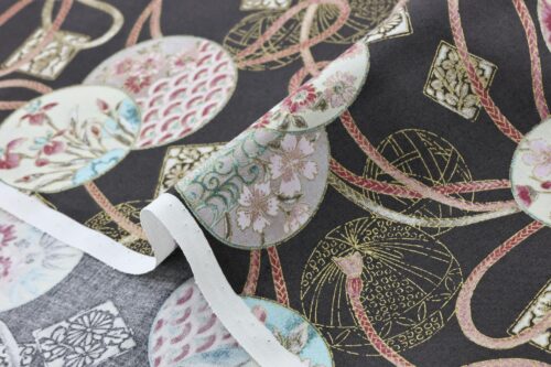 Japanese fabric Temari Kumihimo black background