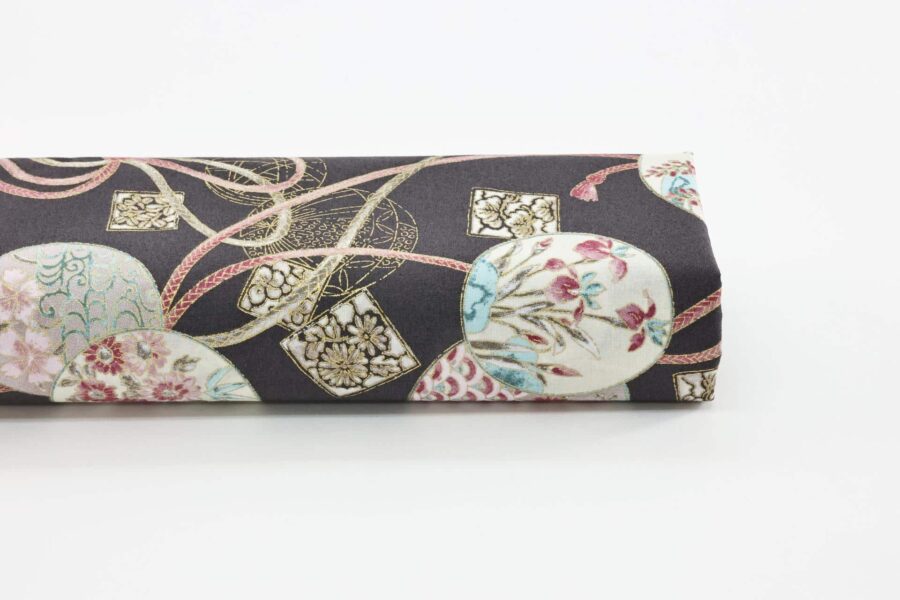 Japanese fabric Temari Kumihimo black background