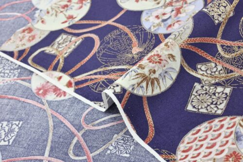 Japanese fabric Temari Kumihimo blue background