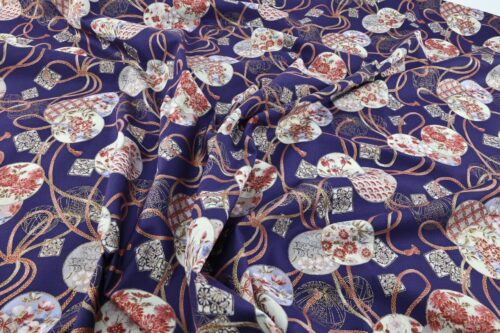 Japanese fabric Temari Kumihimo blue background