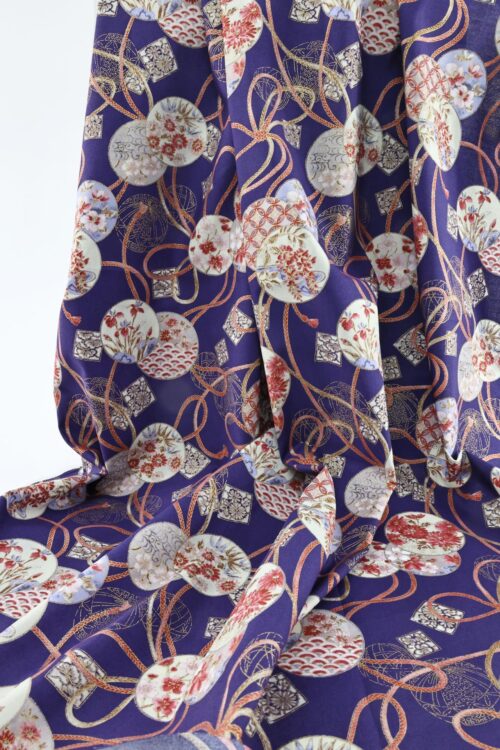 Japanese fabric Temari Kumihimo blue background