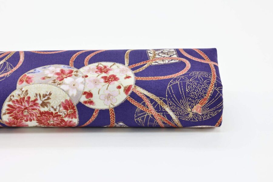 Japanese fabric Temari Kumihimo blue background