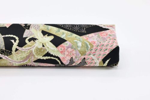 japanese fabric phoenix and colored noshi black background