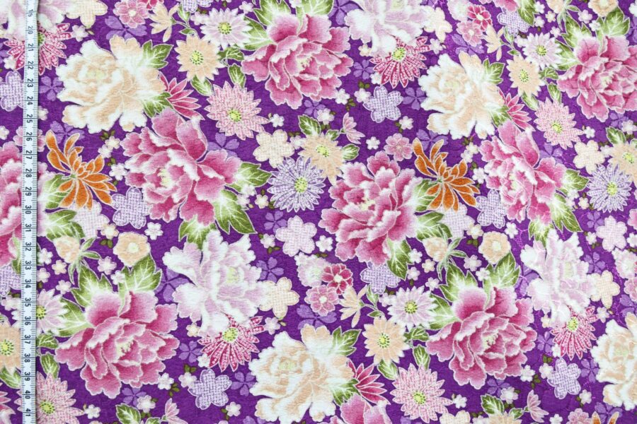 Japanese Jacquard fabric purple-dyed with floral bloom