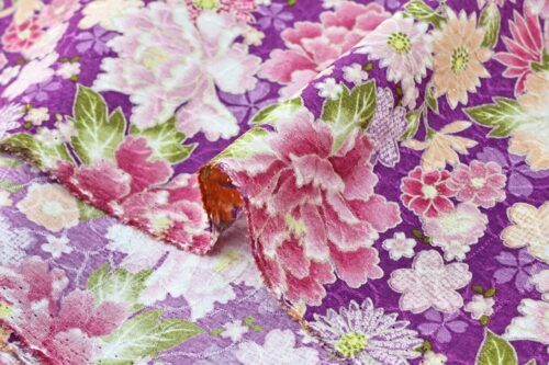 Japanese Jacquard fabric purple-dyed with floral bloom