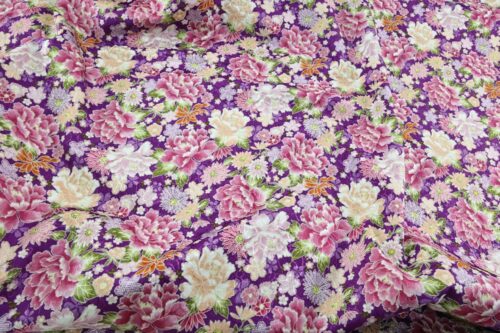 Japanese Jacquard fabric purple-dyed with floral bloom