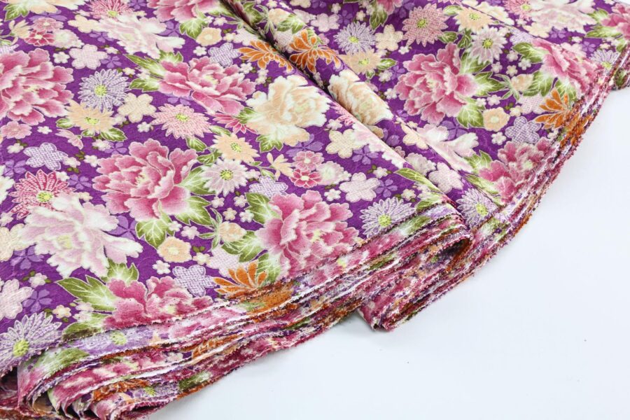 Japanese Jacquard fabric purple-dyed with floral bloom