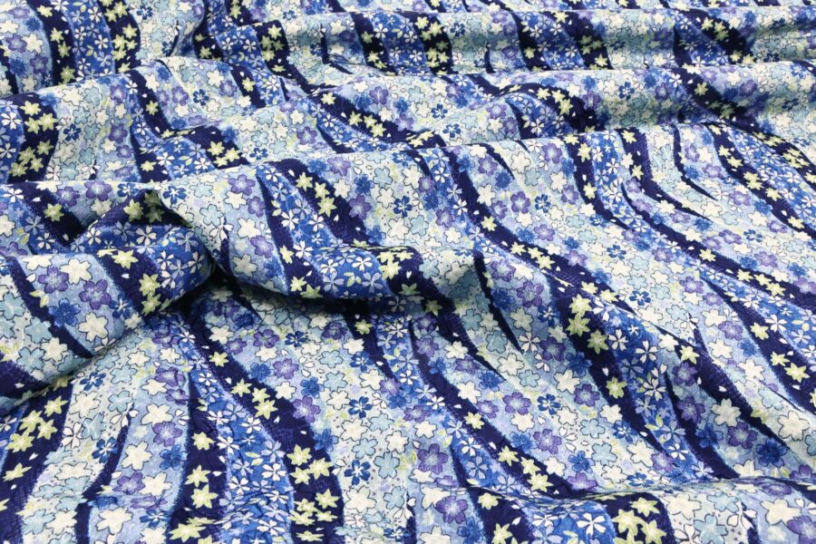 Japanese jacquard Fabric Sakura and Noshi blue