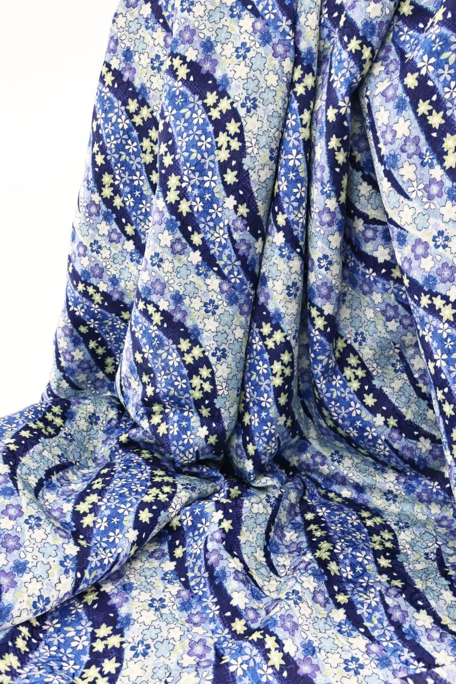 Japanese jacquard Fabric Sakura and Noshi blue
