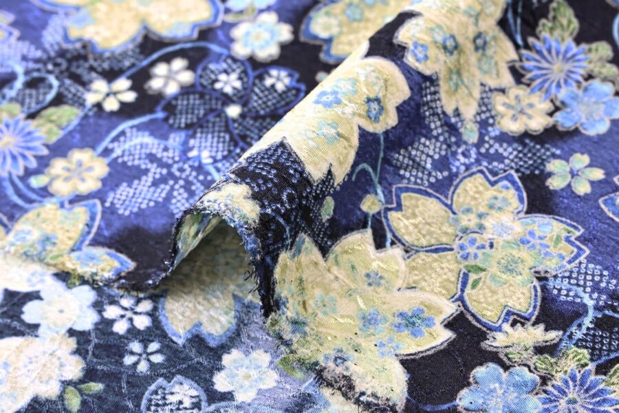 Japanese jacquard fabric blue Sakura Kanoko