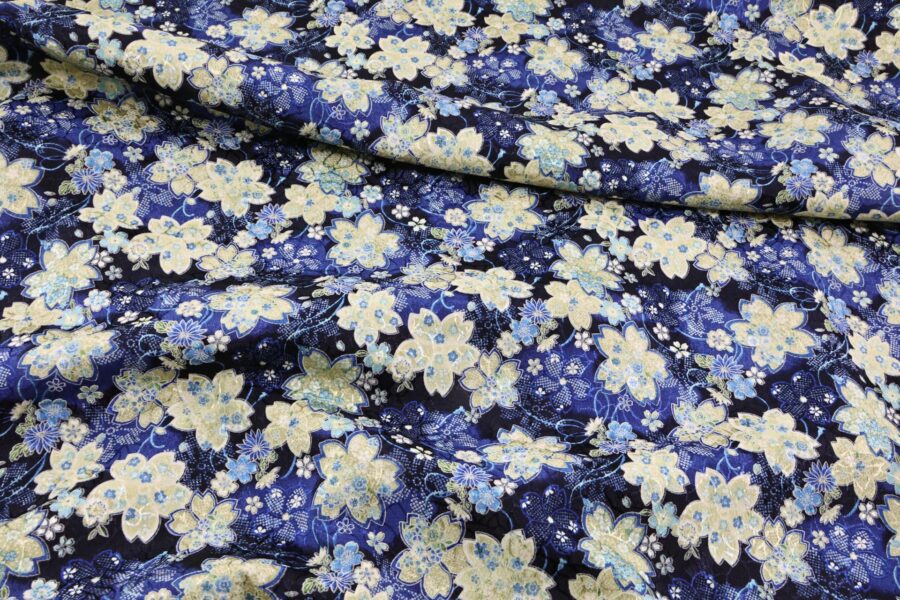 Japanese jacquard fabric blue Sakura Kanoko