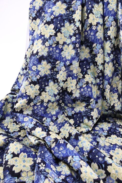 Japanese jacquard fabric blue Sakura Kanoko
