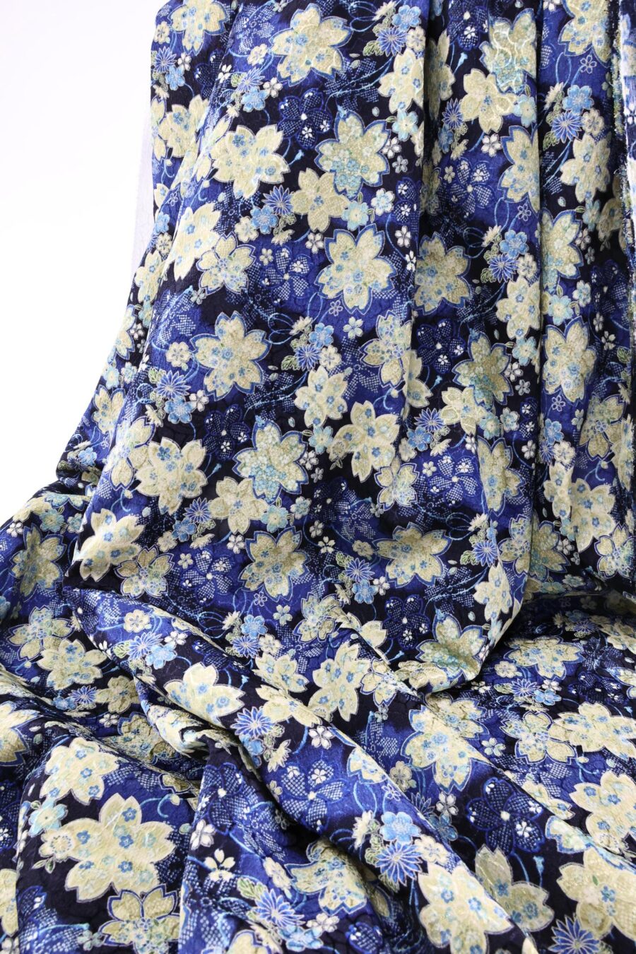 Japanese jacquard fabric blue Sakura Kanoko