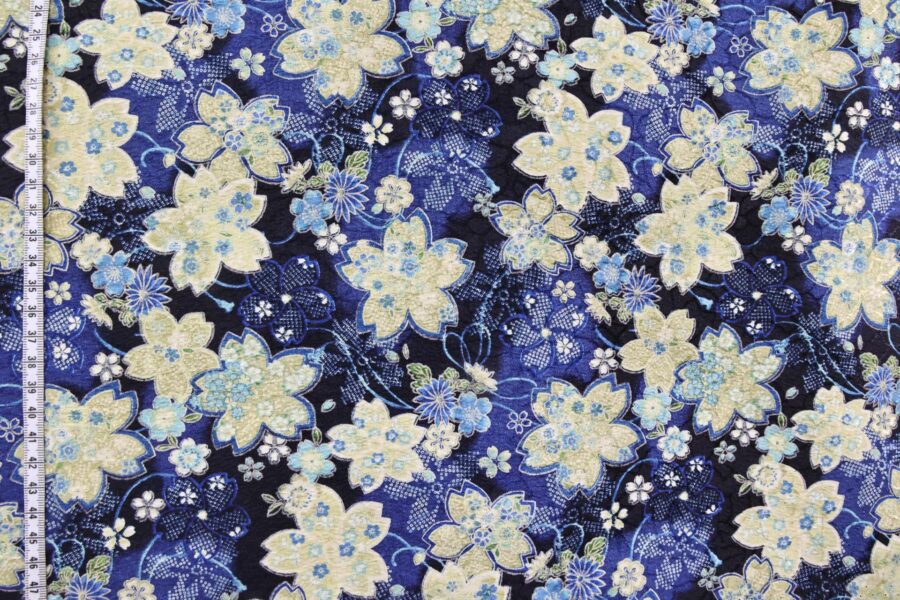 Japanese jacquard fabric blue Sakura Kanoko