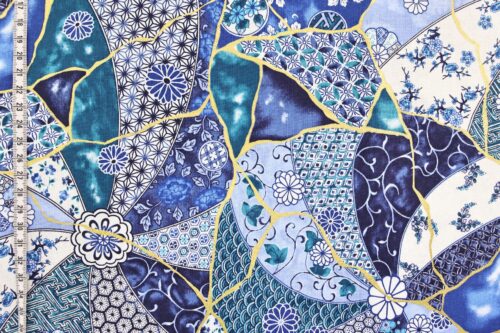 Japanese fabric Kintsugi inspired blue color