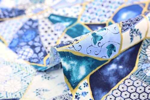 Japanese fabric Kintsugi inspired blue color