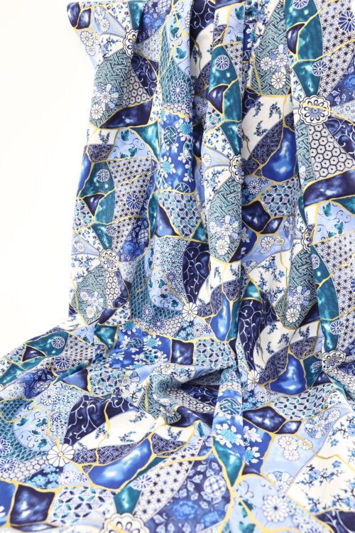 Japanese fabric Kintsugi inspired blue color