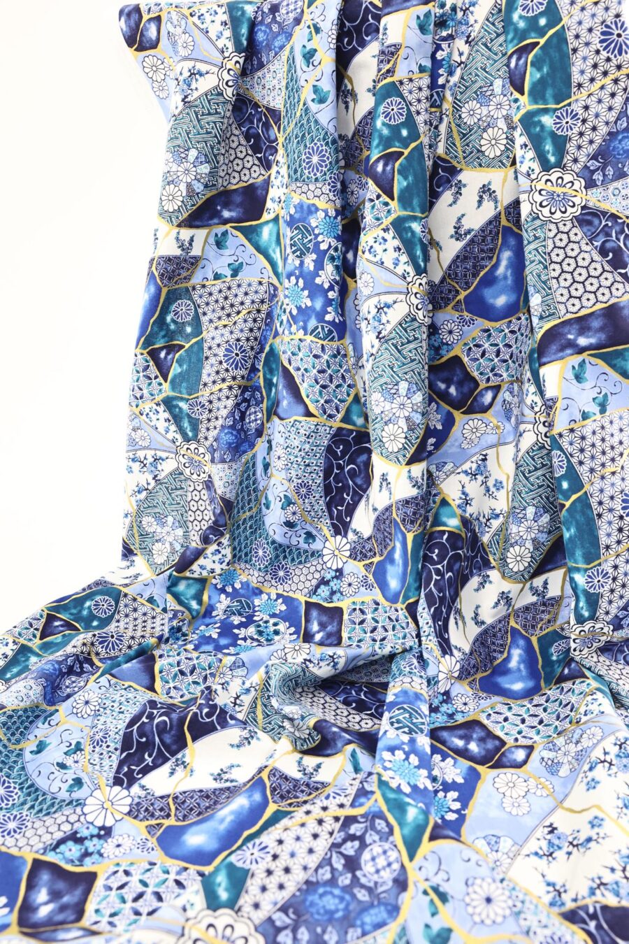 Japanese fabric Kintsugi inspired blue color