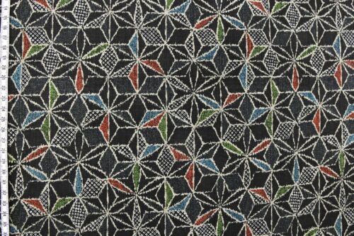 Ecru multicolored Asanoha fabric navy black background