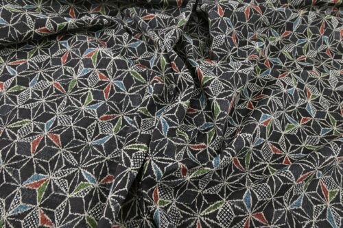 Ecru multicolored Asanoha fabric navy black background