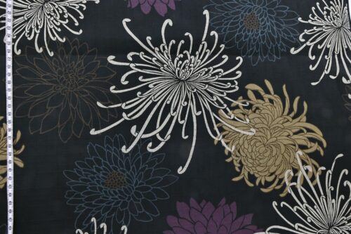 Japanese fabric Kiku in sparkle black background