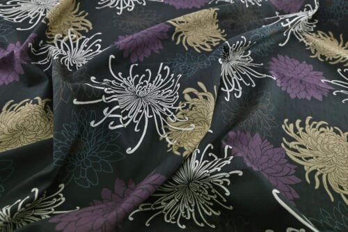 Japanese fabric Kiku in sparkle black background