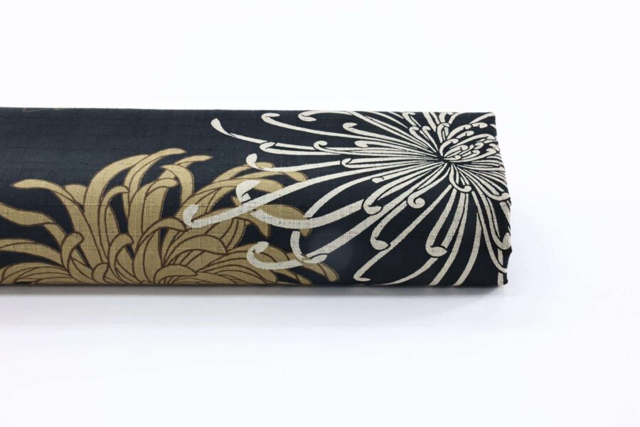 Japanese fabric Kiku in sparkle black background