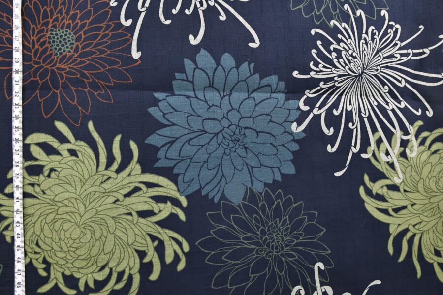 Japanese fabric Kiku in sparkle blue background