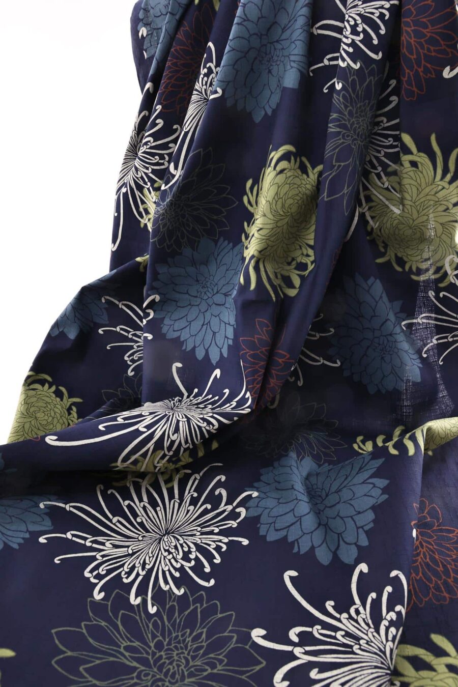 Japanese fabric Kiku in sparkle blue background