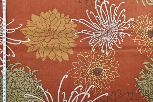 Japanese fabric Kiku in sparkle orange background
