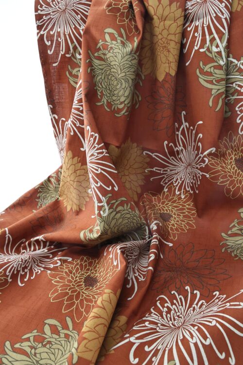 Japanese fabric Kiku in sparkle orange background