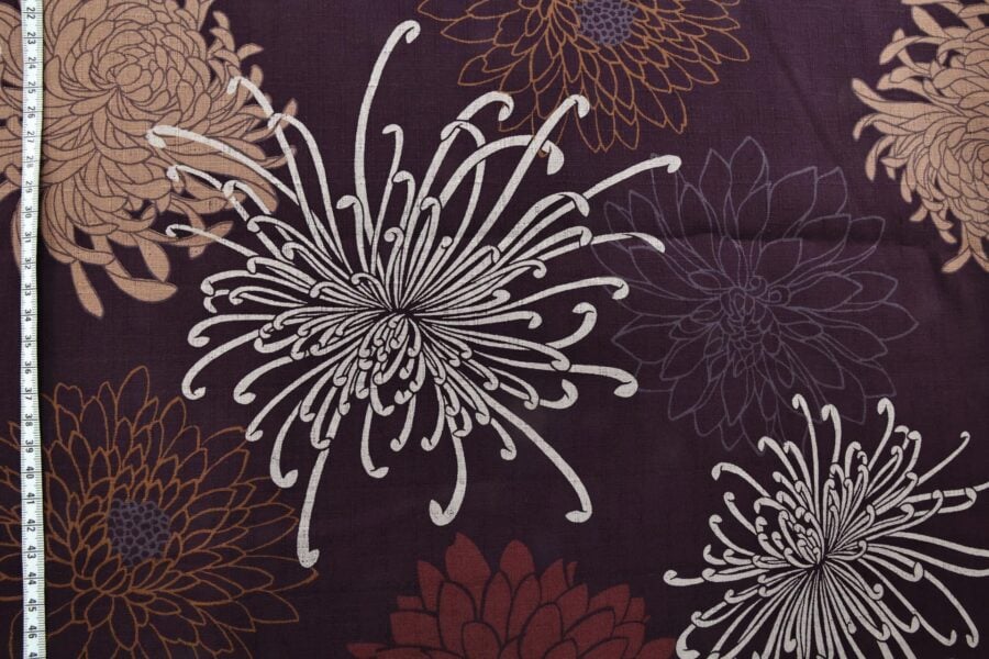 Japanese fabric Kiku in sparkle purple background
