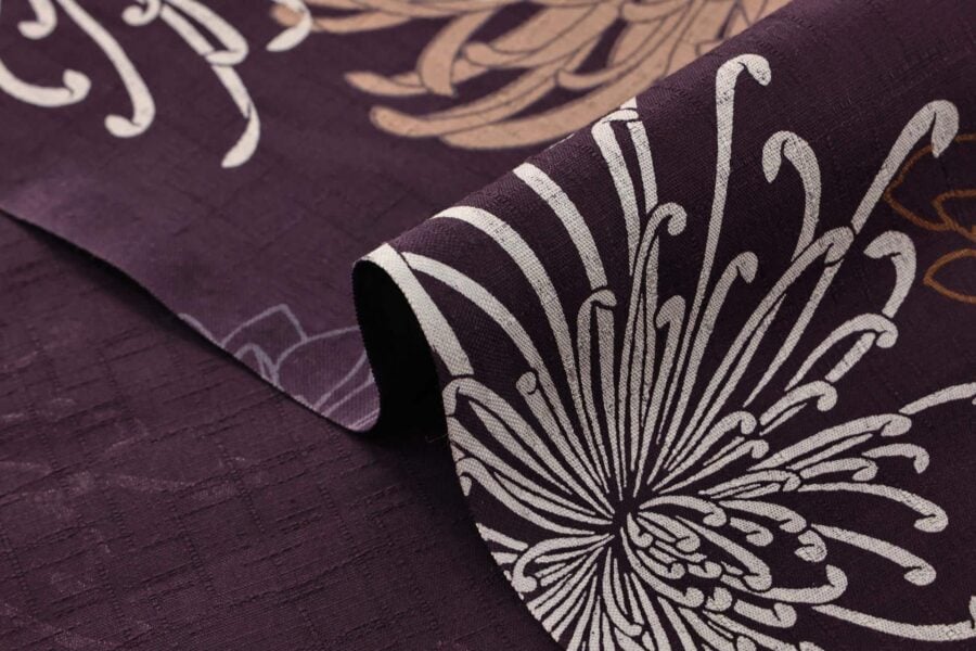 Japanese fabric Kiku in sparkle purple background